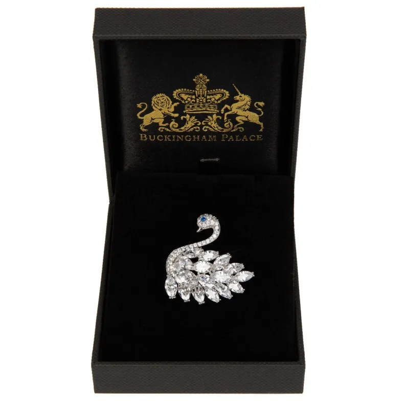 Crystal Swan Brooch