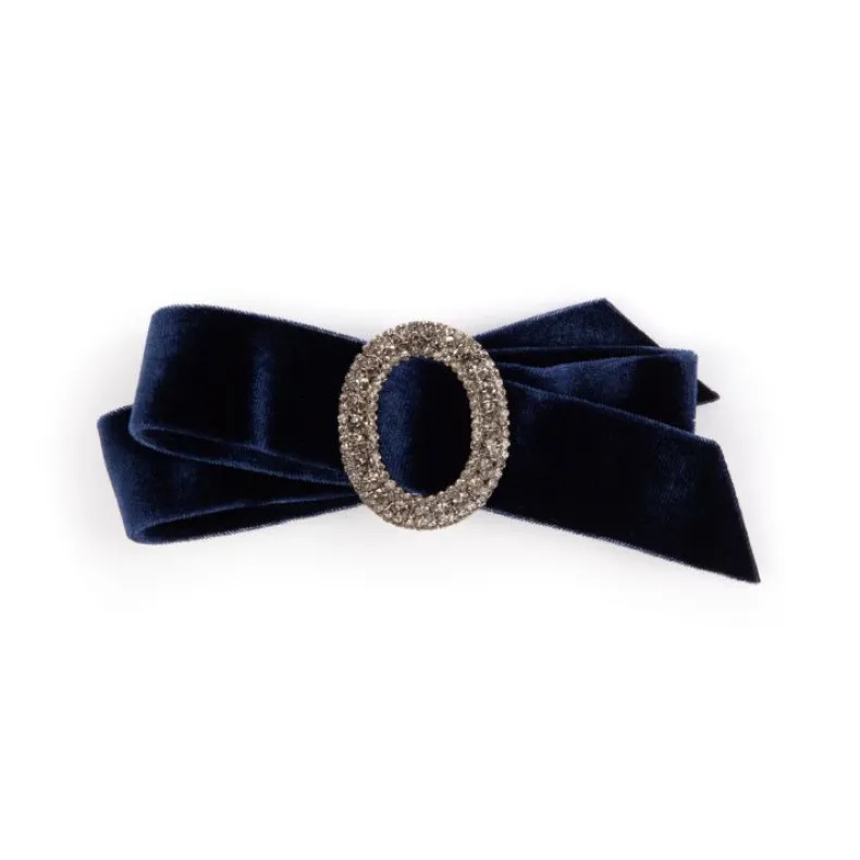 Navy Velvet Bow